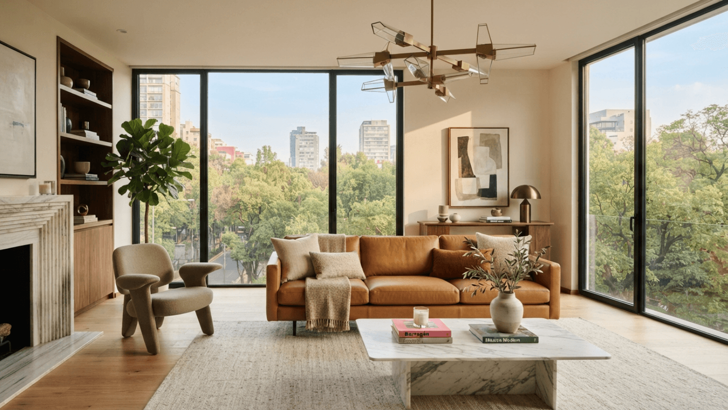 sala de estar premium en zona exclusiva de CDMX